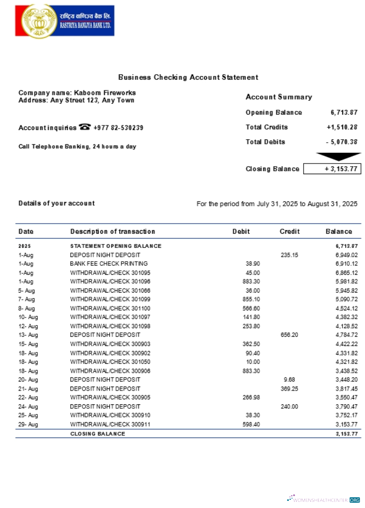 Download Rastriya Banijya firm account statement Word and PDF template (1) Photoshop template